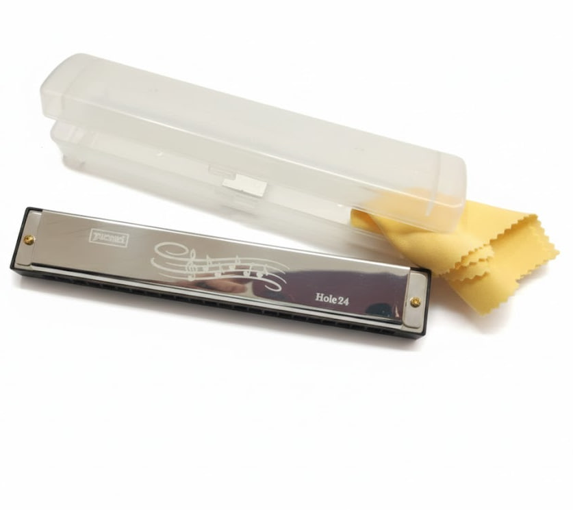سازدهنی فلزی 24 حفره ای نقره ای یومچی harmonica